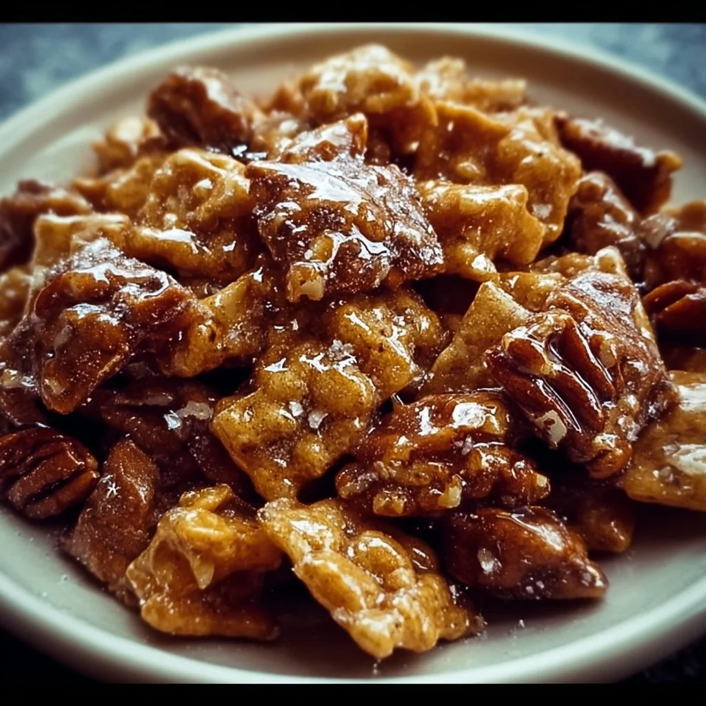 A delicious bowl of Praline Crunch featuring caramel and nuts
