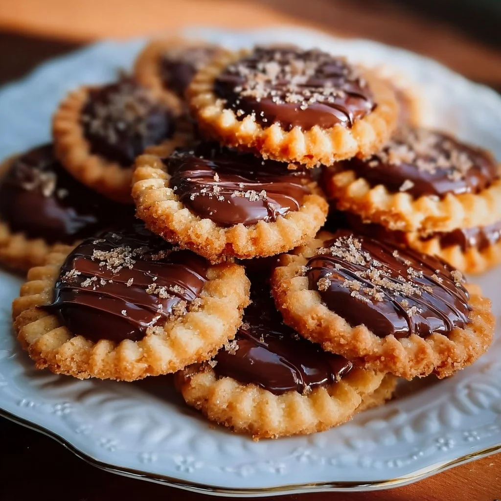 Delicious homemade Rolo Ritz cookies with chocolate and caramel filling.